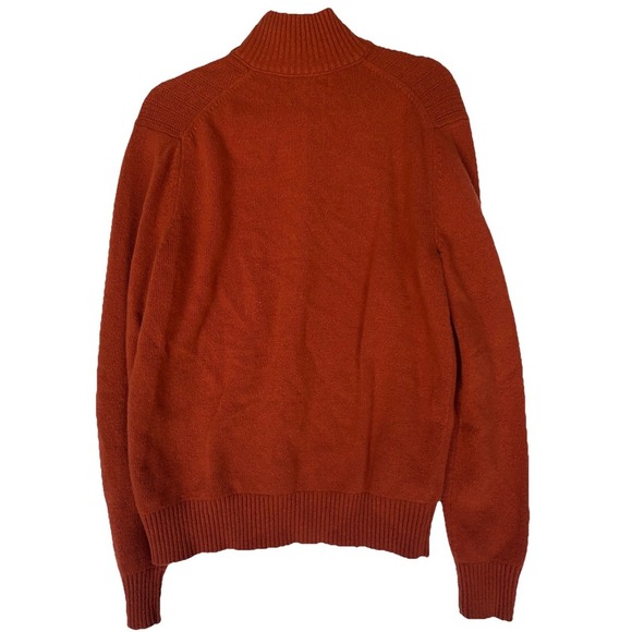 Banana Republic Men's Italian Merino Wool  Half-Zip Sweater Medium Rust Color 68 - Picture 2 of 4